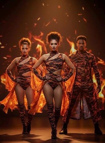 Fire Lava Print Nylon Spandex Fabric: 4-Way Stretch Activewear-6