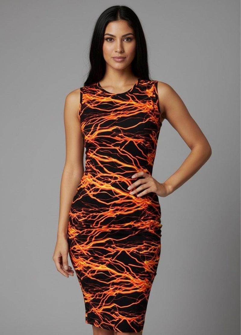 Fire Lava Print Nylon Spandex Fabric: 4-Way Stretch Activewear-4