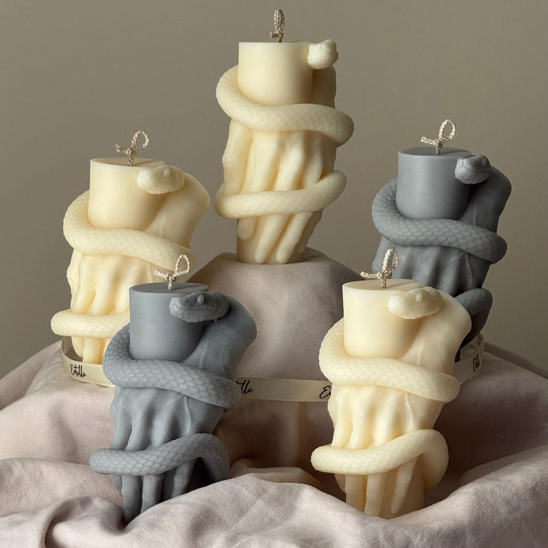 Snake Pillar Candle: Serpent Design Candle, Mystical Decor, Gothic Home Accent-3