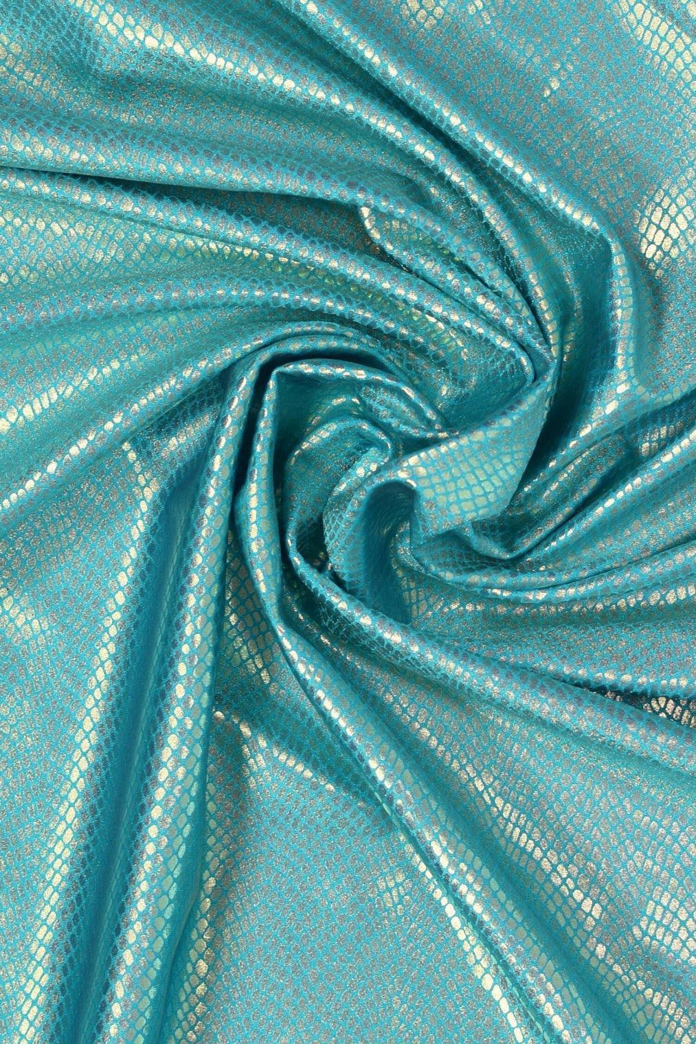 Foil Snake Print Spandex Fabric: Purple, Pink & Turquoise Metallic 4-Way Stretch-5