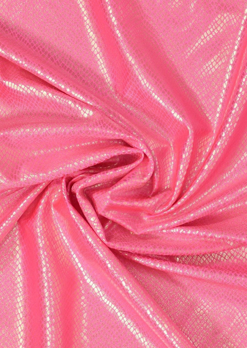 Foil Snake Print Spandex Fabric: Purple, Pink & Turquoise Metallic 4-Way Stretch-4
