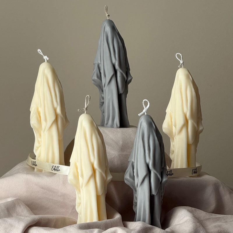 Handmade Ghost Candle: Spooky Halloween Decor, Soy Wax-1