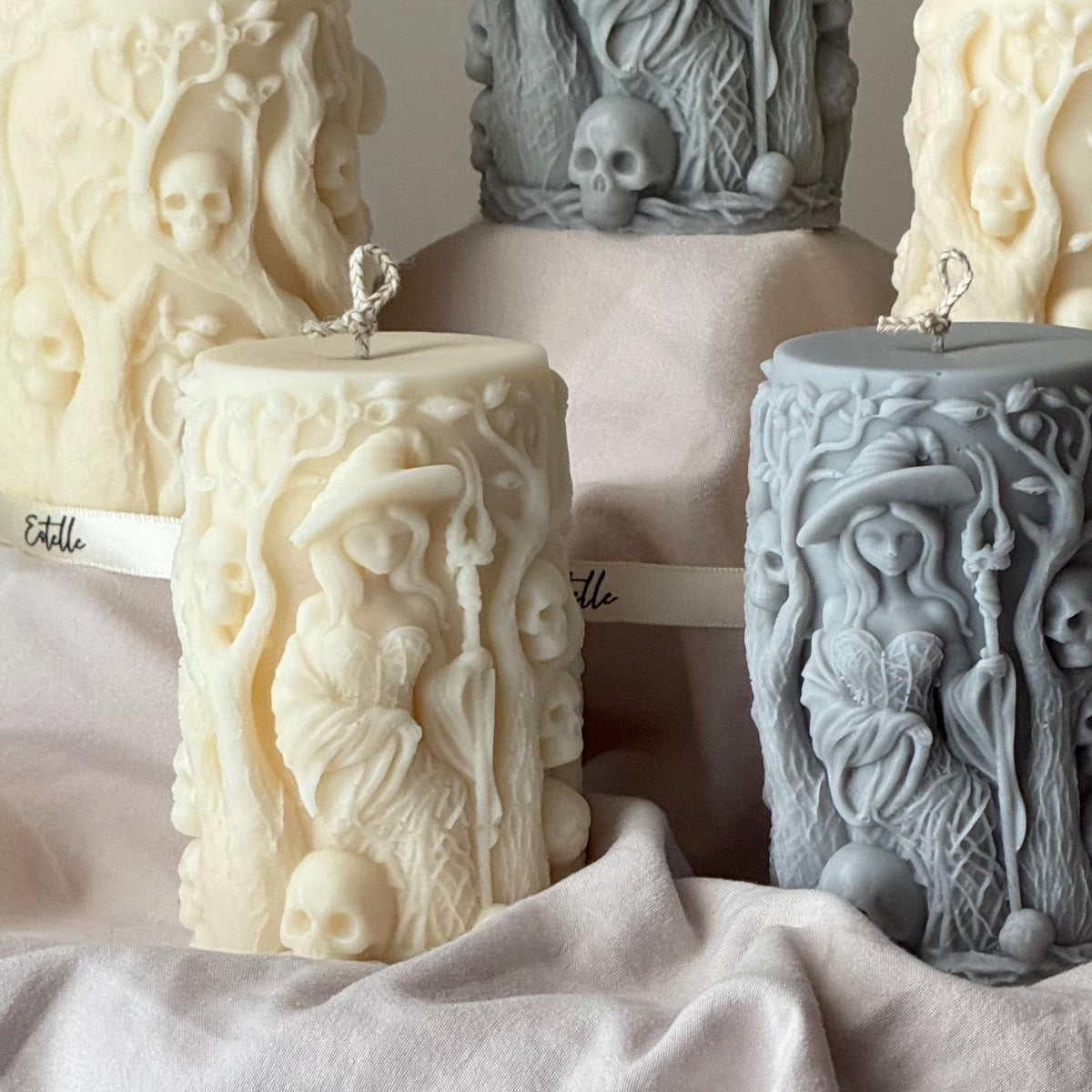 Handmade Witch Pillar Candle: Spooky Halloween Soy Wax Decor-2