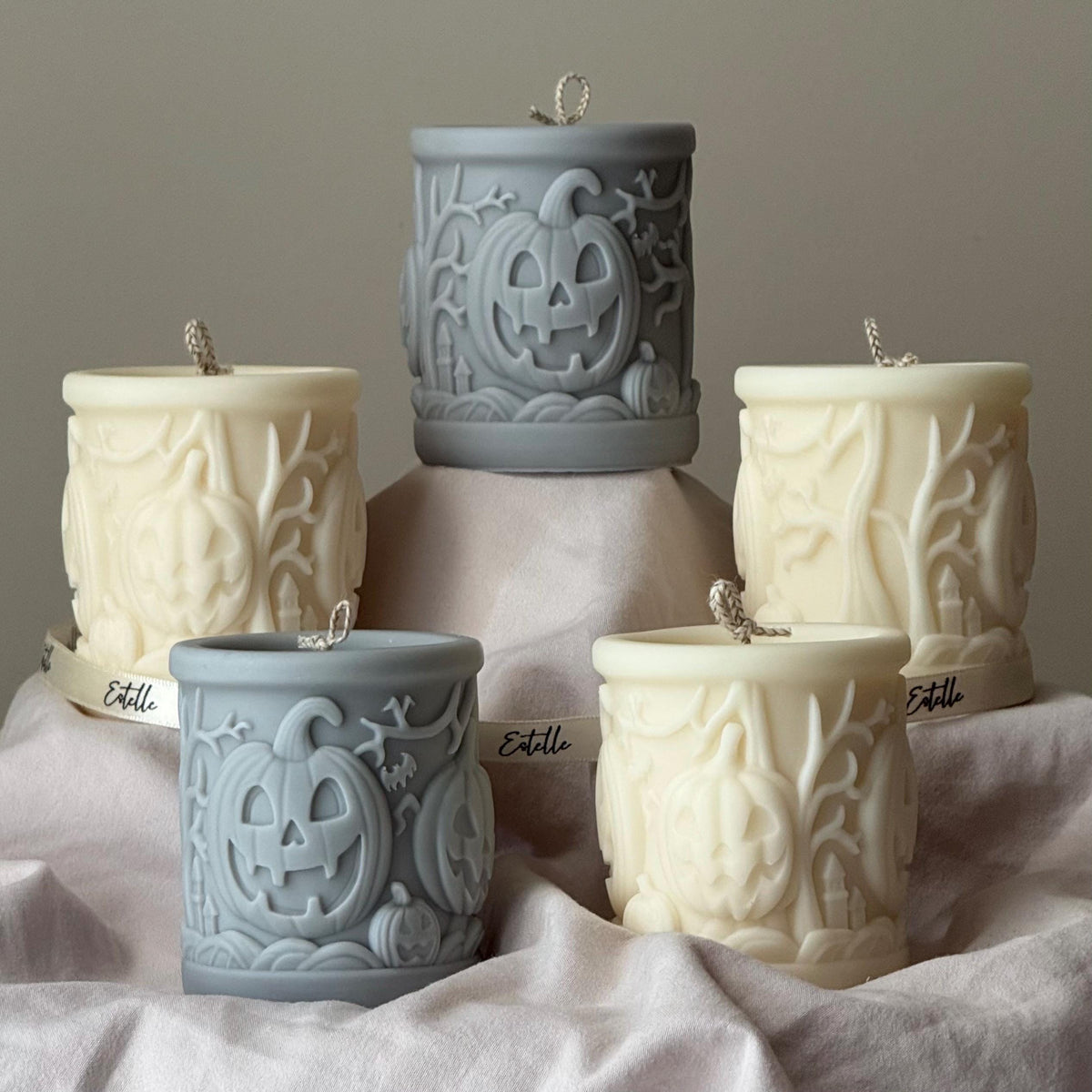 Scary Pumpkin Pillar Candle: Halloween Design Candle, Autumn Decor, Home Accent-4