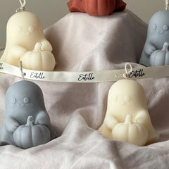 Halloween Ghost with Pumpkin Candle: Handmade Soy Wax Autumn Gift-3