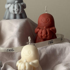 Halloween Ghost with Pumpkin Candle: Handmade Soy Wax Autumn Gift-2