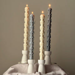 Hand Poured Soy Wax Skull Taper Candle: Halloween Decor-1