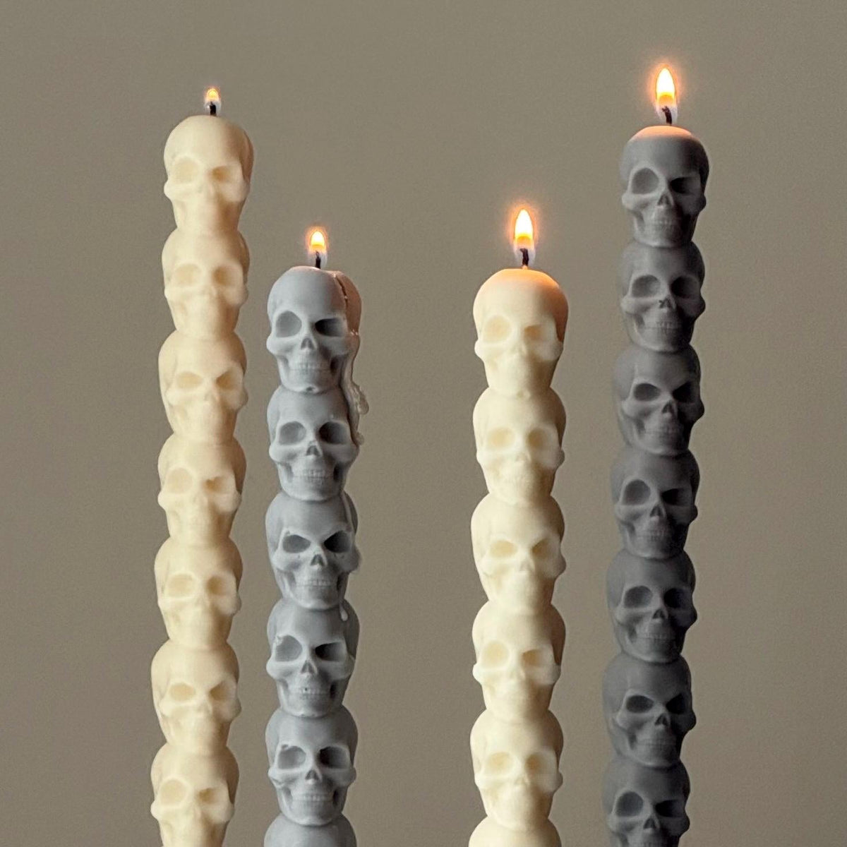 Hand Poured Soy Wax Skull Taper Candle: Halloween Decor-3