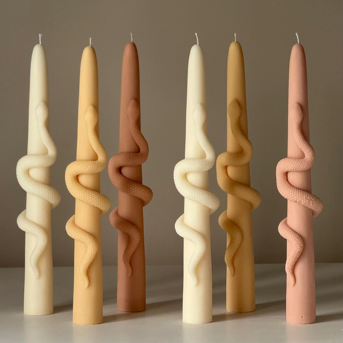 Snake Taper Soy Wax Candle: Decorative Column Pillar Candle-4