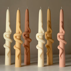 Snake Taper Soy Wax Candle: Decorative Column Pillar Candle-4