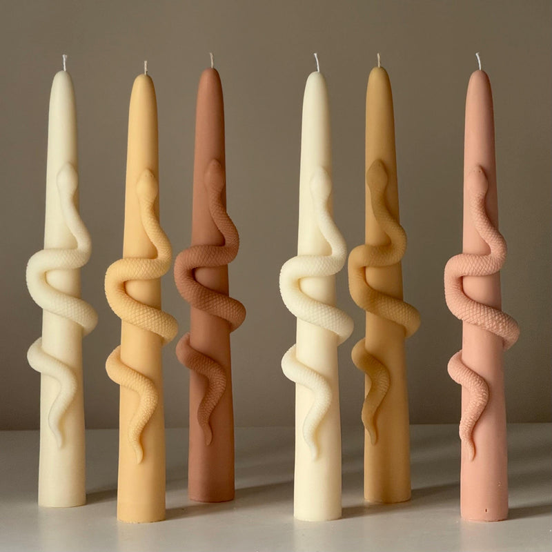 Snake Taper Soy Wax Candle: Decorative Column Pillar Candle-4