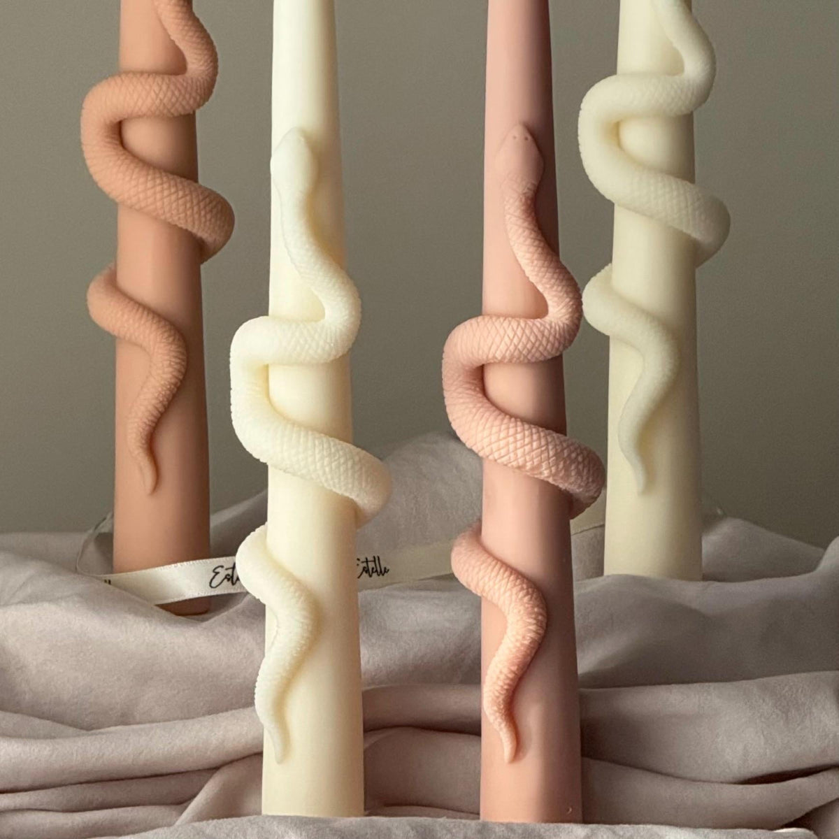 Snake Taper Soy Wax Candle: Decorative Column Pillar Candle-2