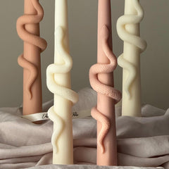 Snake Taper Soy Wax Candle: Decorative Column Pillar Candle-2