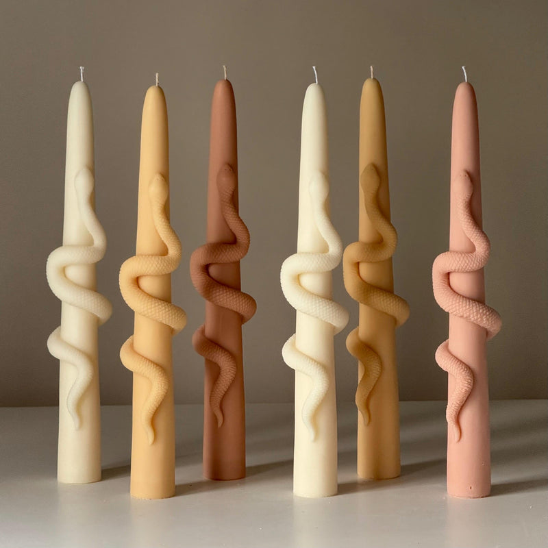 Snake Taper Soy Wax Candle: Decorative Column Pillar Candle-1