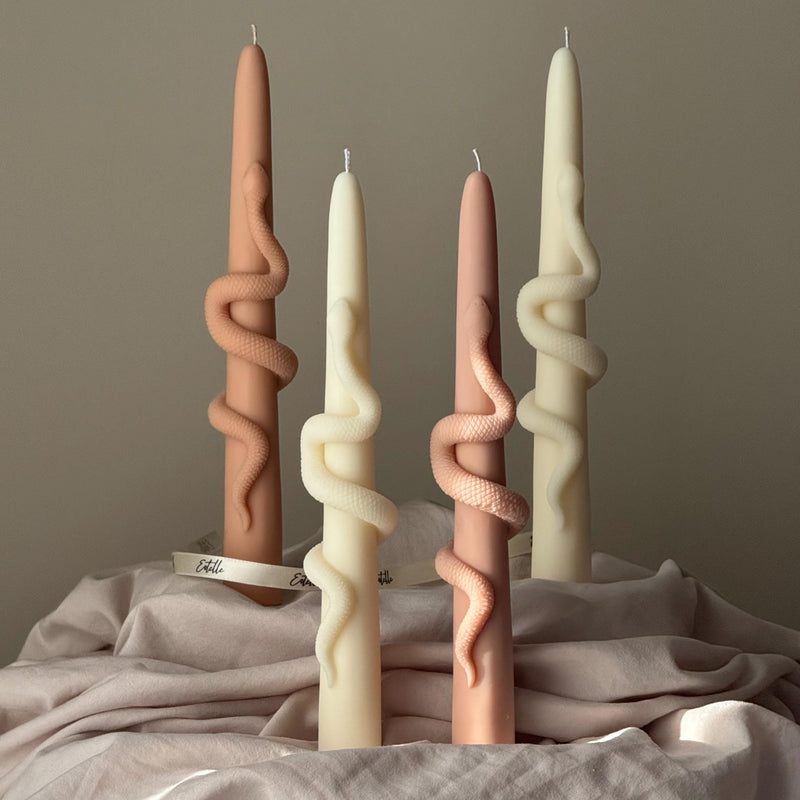 Snake Taper Soy Wax Candle: Decorative Column Pillar Candle-5