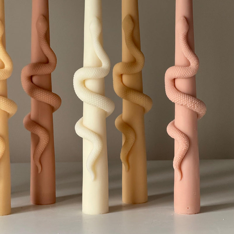 Snake Taper Soy Wax Candle: Decorative Column Pillar Candle-7
