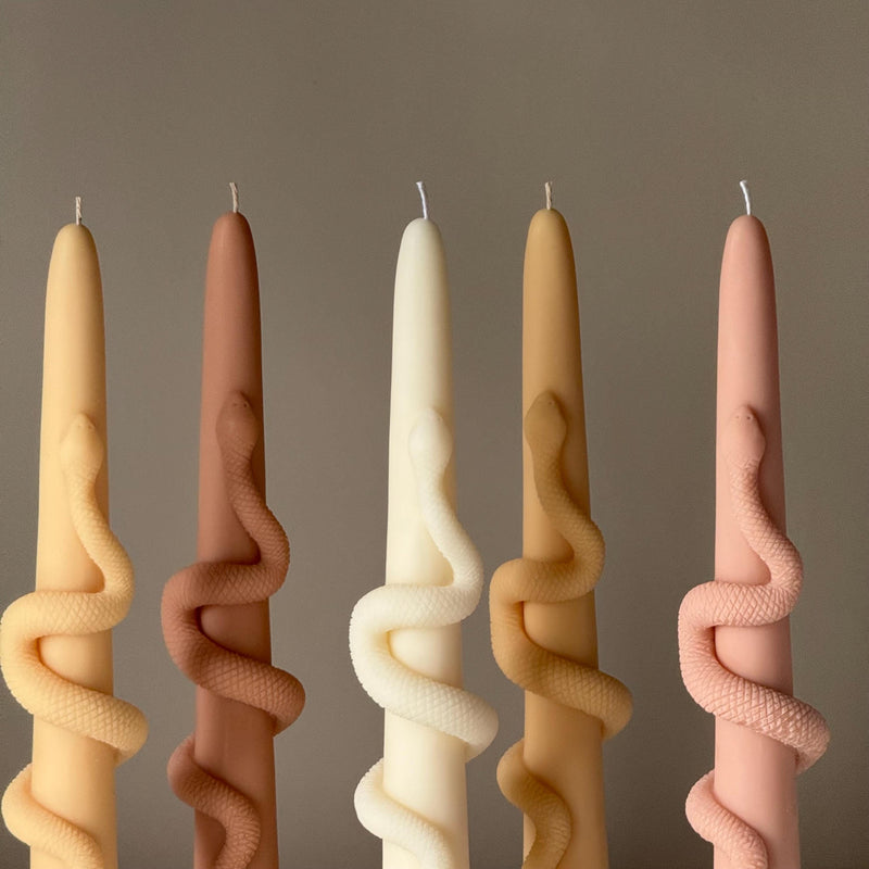 Snake Taper Soy Wax Candle: Decorative Column Pillar Candle-9