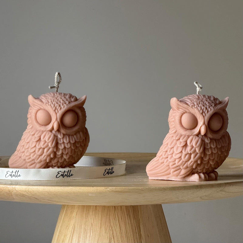 Owl Soy Candle: Handmade Sculptural Home Decor-2
