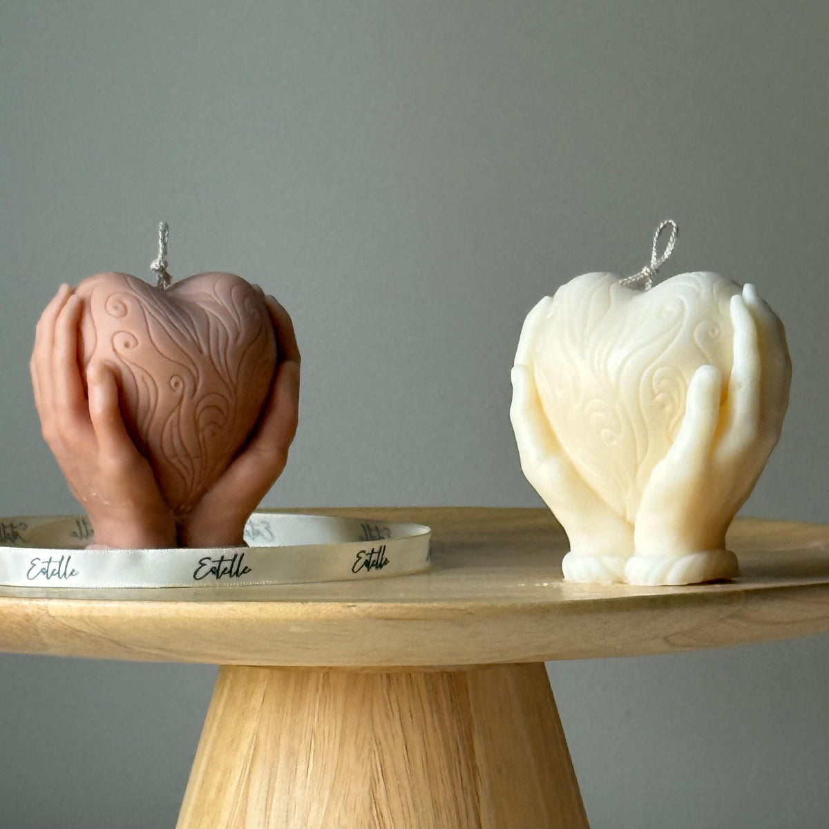 Heart in Hands Candle: Handmade Sculptural Home Decor-1
