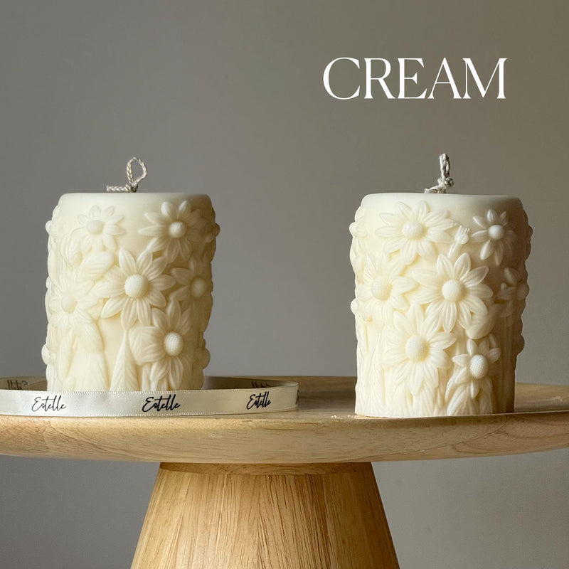 Flower Pillar Candle | Sculptural Garden House Warming Gift-2