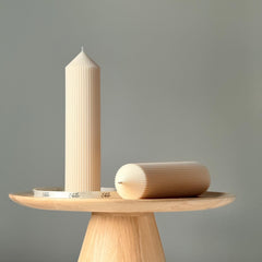 Greko Ribbed Peak Soy Wax Candle: Ribbed Pillar, Decorative Taper-1