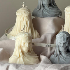 Handmade Halloween Vailed Lady Skull Candle: Spooky Soy Wax Home Decor-2