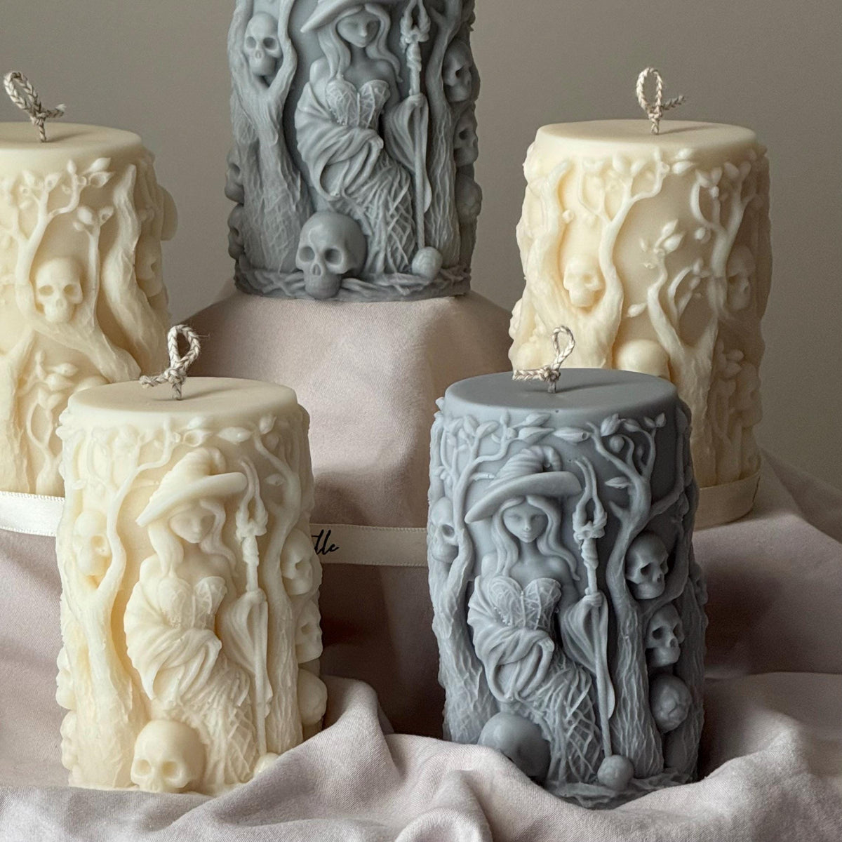 Handmade Witch Pillar Candle: Spooky Halloween Soy Wax Decor-3