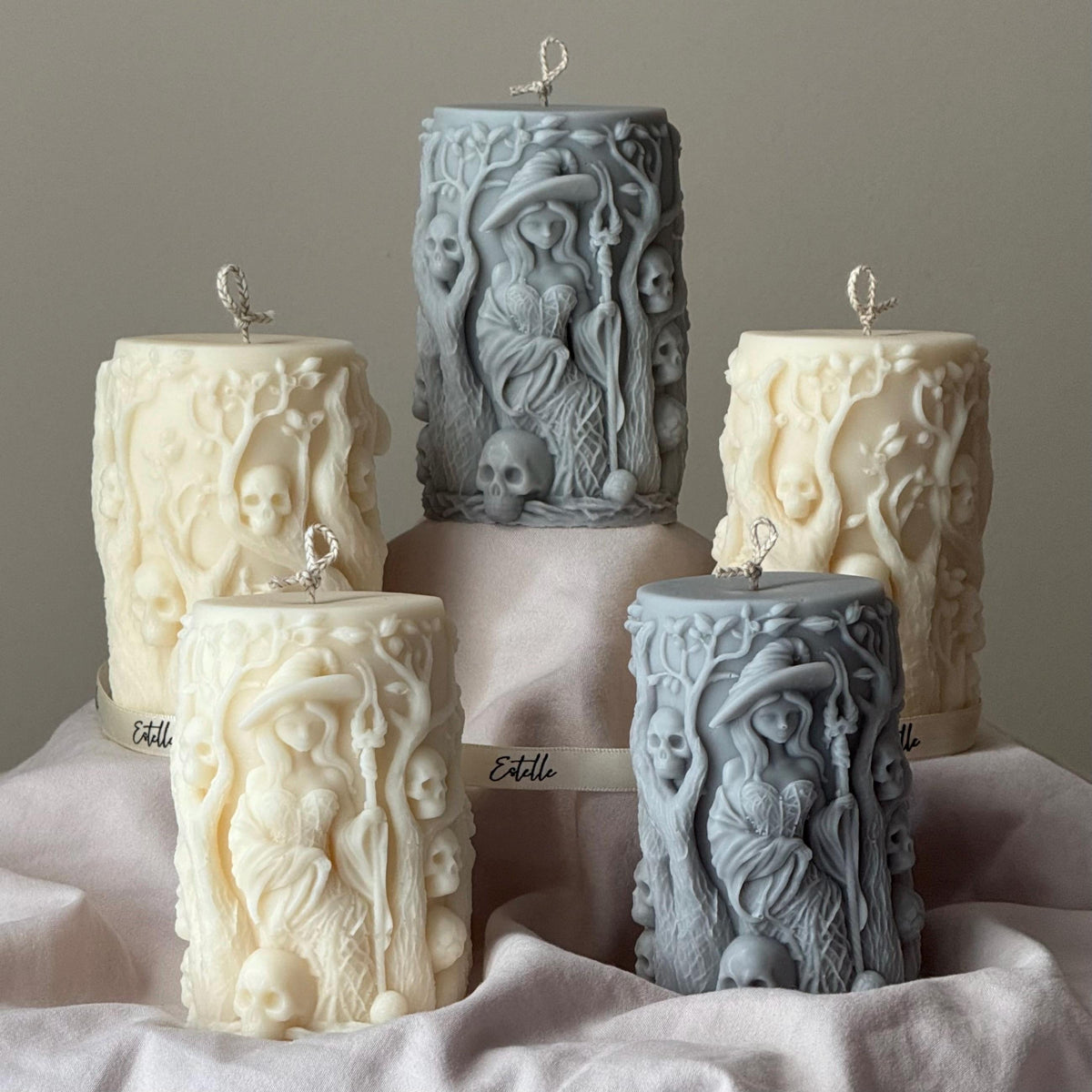 Handmade Witch Pillar Candle: Spooky Halloween Soy Wax Decor-4