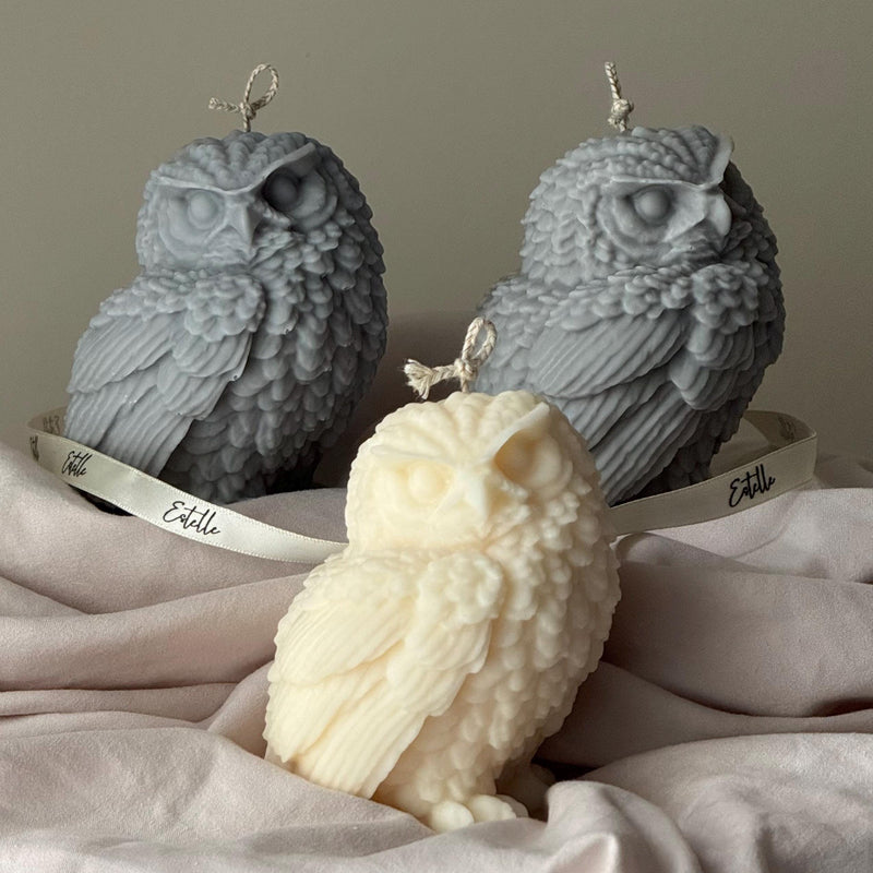 Handmade Owl Candle: Soy Wax Sculptural Home Decor-3
