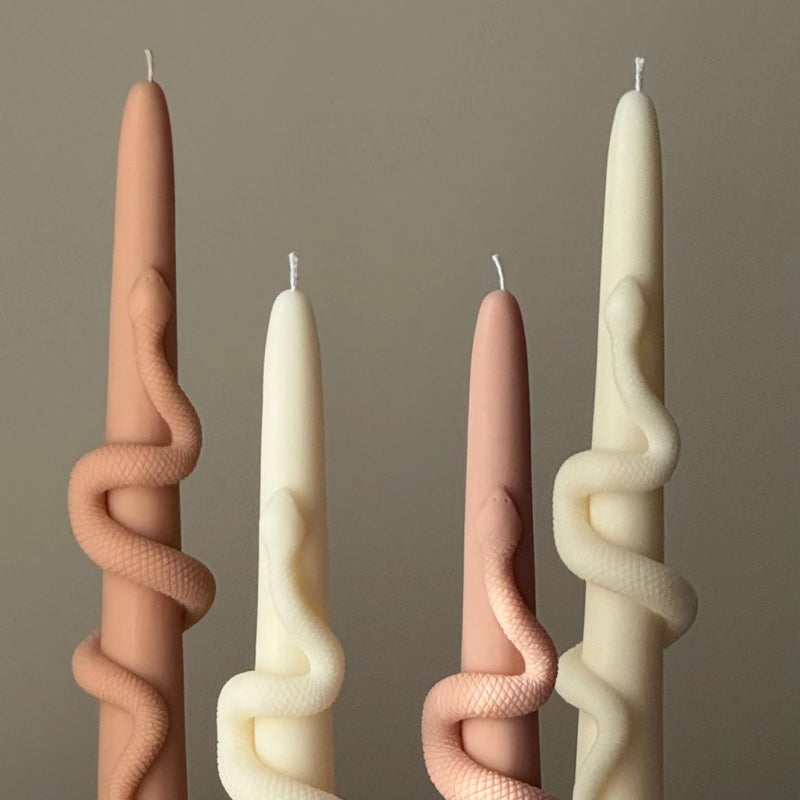 Snake Taper Soy Wax Candle: Decorative Column Pillar Candle-3