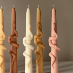 Snake Taper Soy Wax Candle: Decorative Column Pillar Candle-6