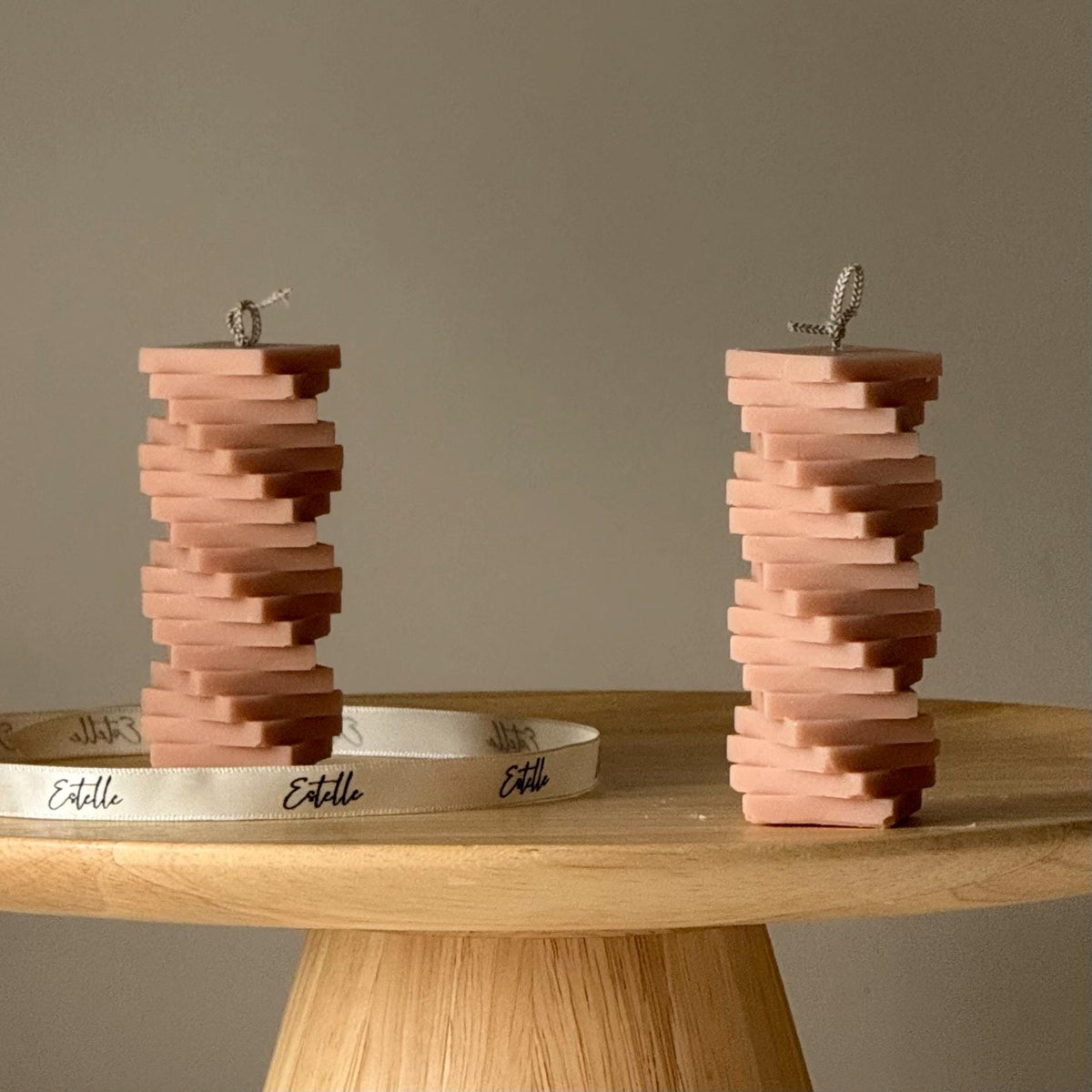 Twist Column Soy Pillar Candle: Handmade Home Decor-3