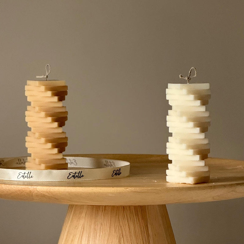 Twist Column Soy Pillar Candle: Handmade Home Decor-1