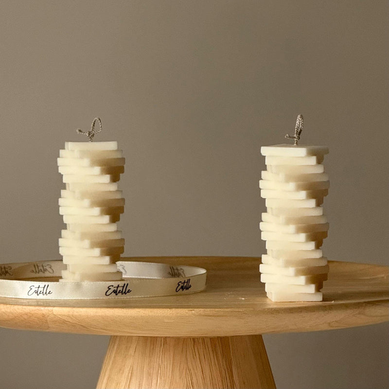 Twist Column Soy Pillar Candle: Handmade Home Decor-2
