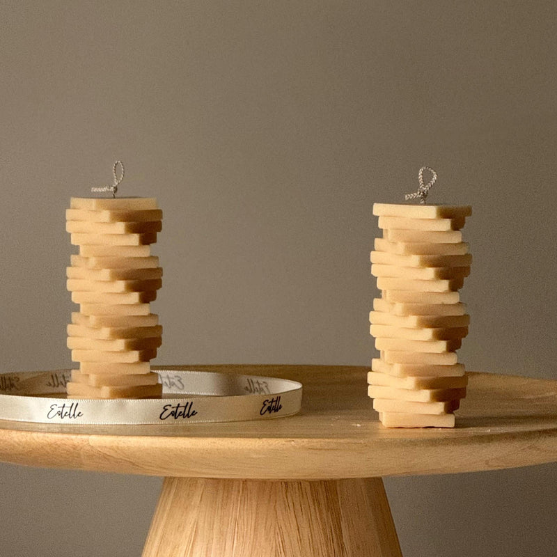 Twist Column Soy Pillar Candle: Handmade Home Decor-4