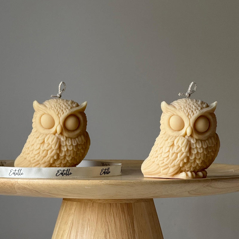 Owl Soy Candle: Handmade Sculptural Home Decor-4