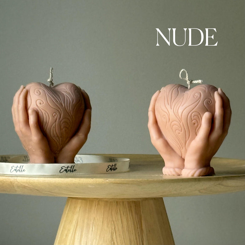 Heart in Hands Candle: Handmade Sculptural Home Decor-4