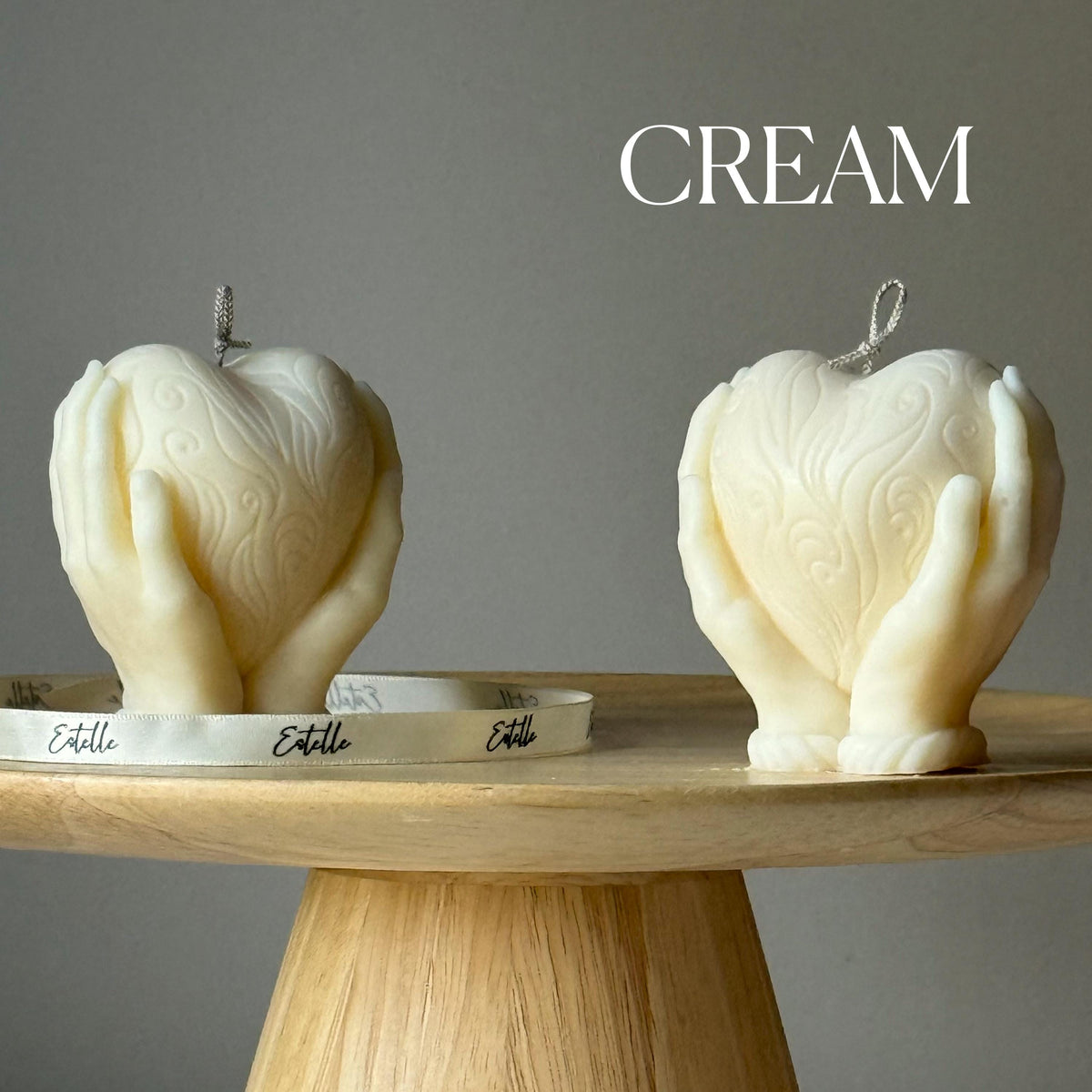 Heart in Hands Candle: Handmade Sculptural Home Decor-2