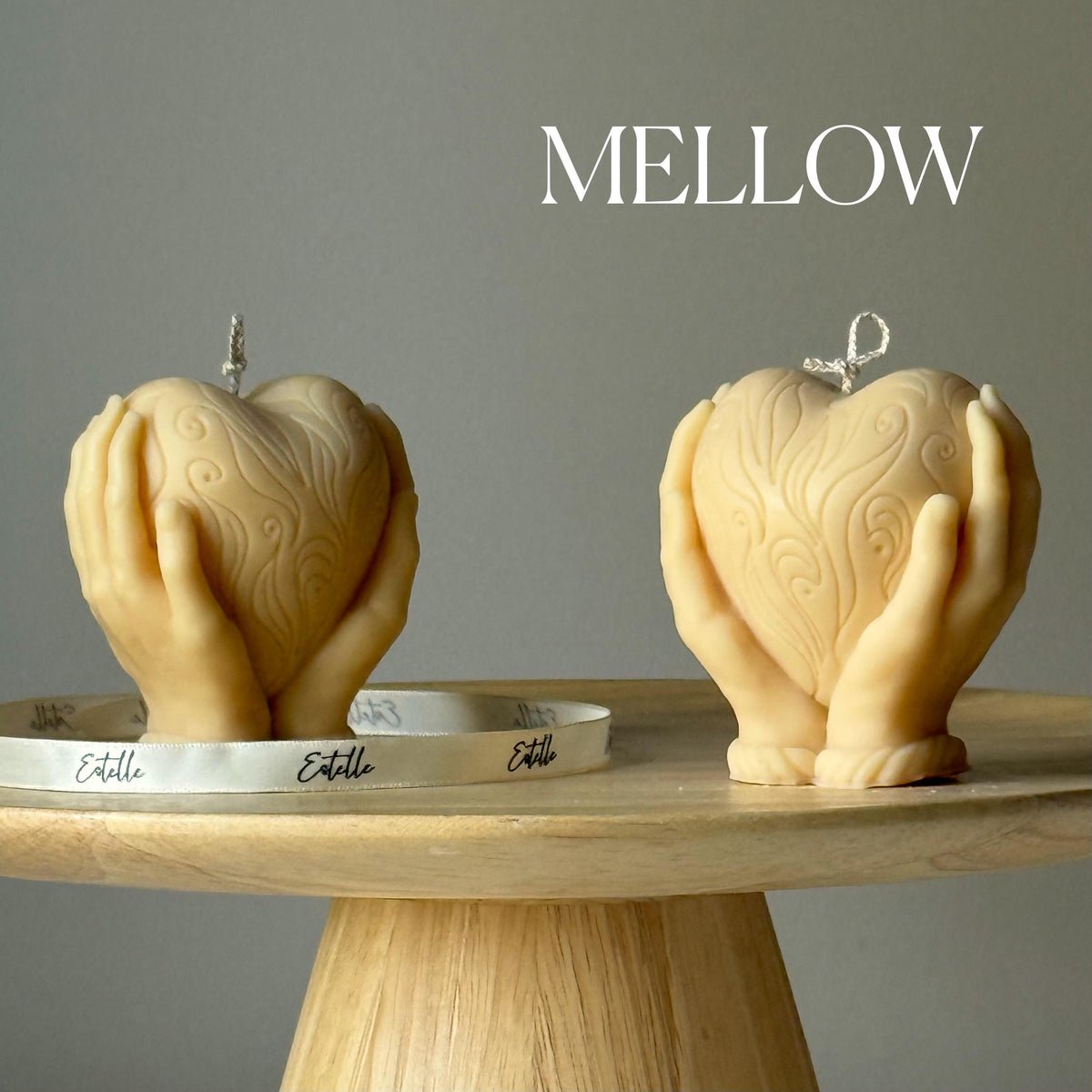 Heart in Hands Candle: Handmade Sculptural Home Decor-3