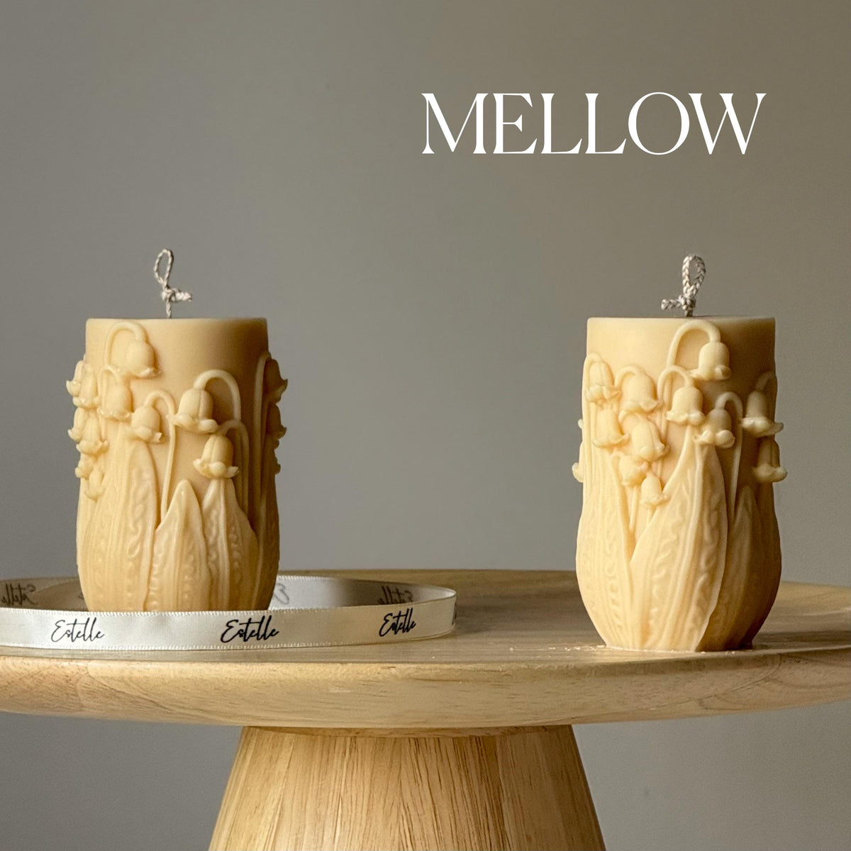 Lily of the valley Pillar Candle | Handmade Decorative Candle-3