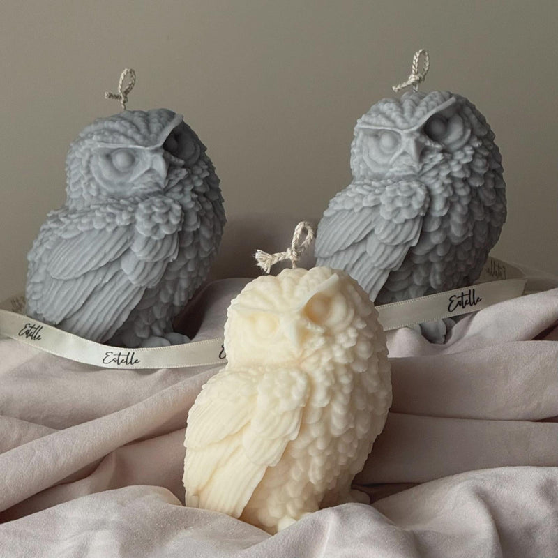 Owl Shaped Soy Candle: Handmade Pillar Candle, Home Decor-5