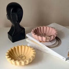 Pleated Geometric Jesmonite Tray | Sculptural Jewelry Dish-3