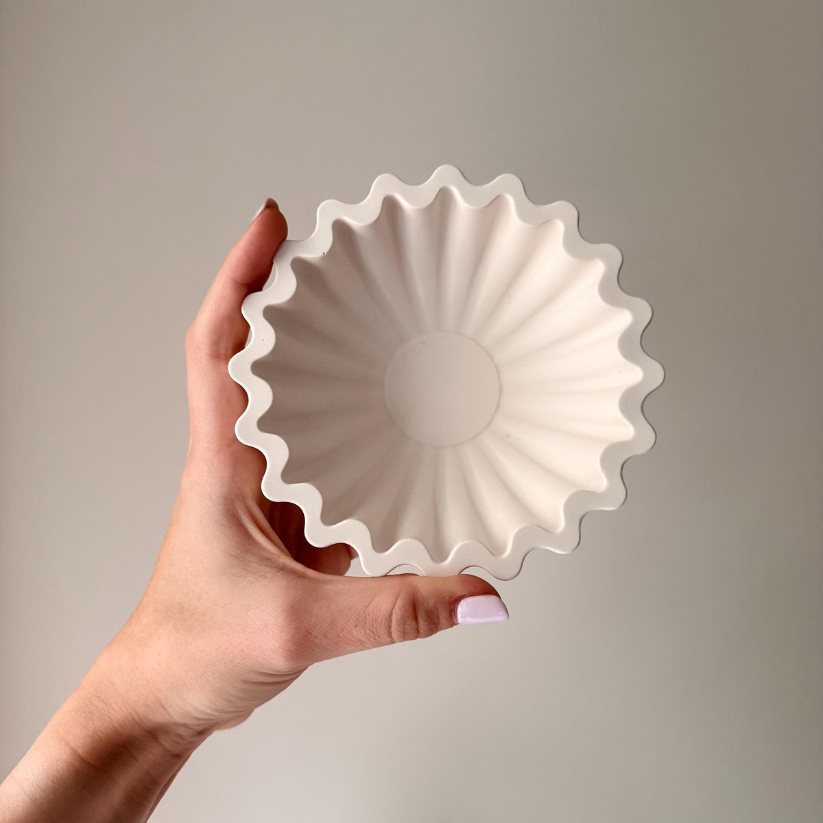 Pleated Geometric Jesmonite Tray | Sculptural Jewelry Dish-2