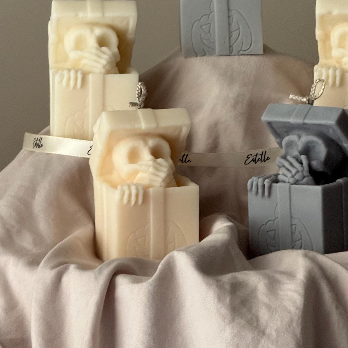 Skull in Gift Box Candle| Halloween Sculptural Soy Wax Decor-2