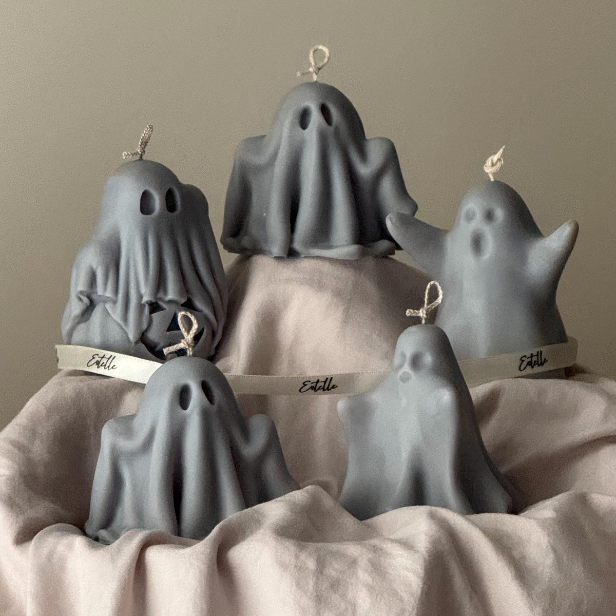 Handmade Ash Halloween Ghost Candle: Sculptural Soy Wax Decor-1