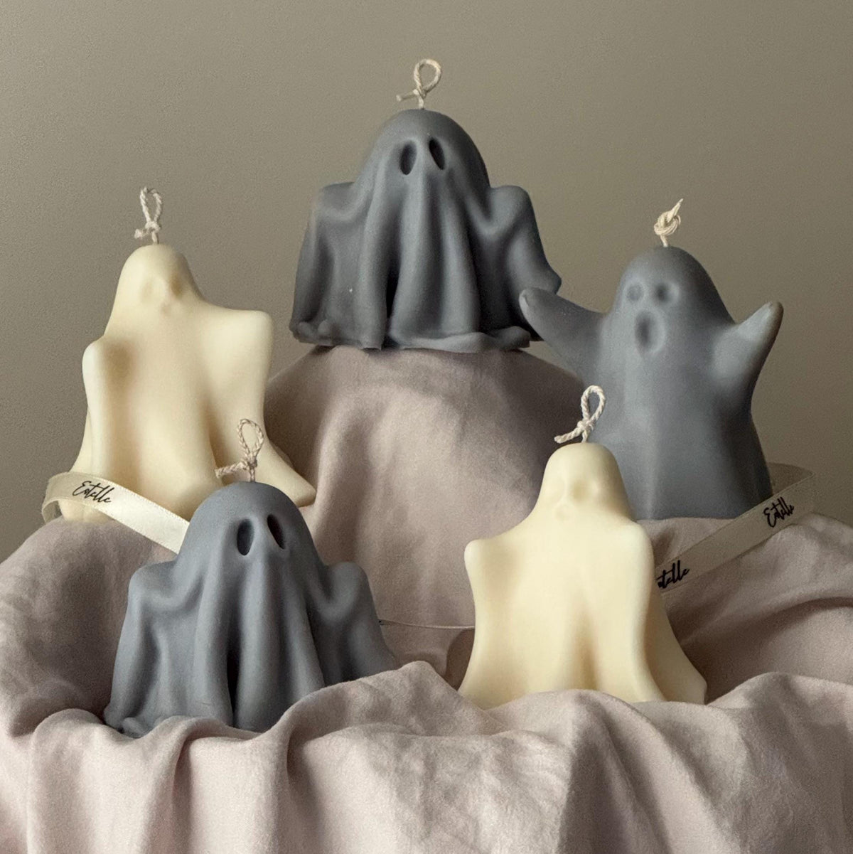 Handmade Ash Halloween Ghost Candle: Sculptural Soy Wax Decor-2