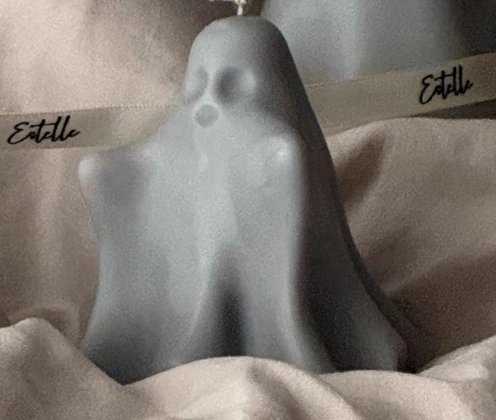 Handmade Ash Halloween Ghost Candle: Sculptural Soy Wax Decor-5