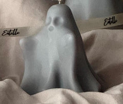 Handmade Ash Halloween Ghost Candle: Sculptural Soy Wax Decor-5