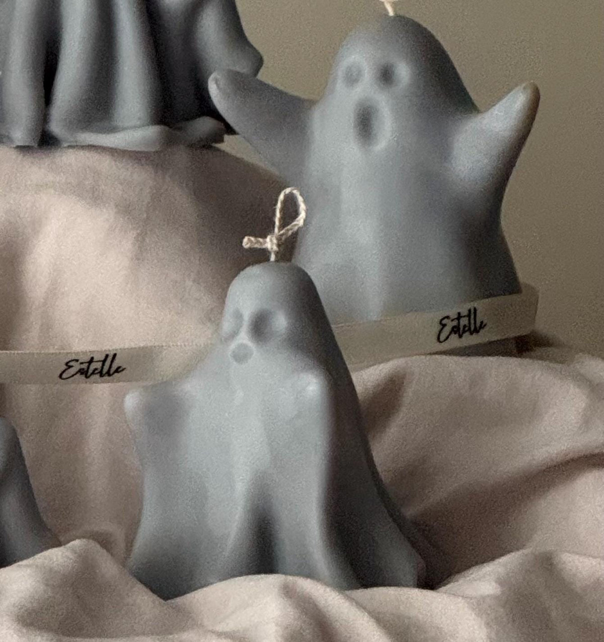 Handmade Ash Halloween Ghost Candle: Sculptural Soy Wax Decor-6