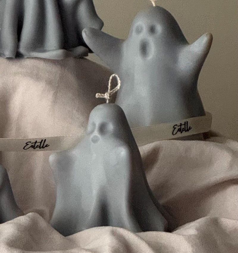 Handmade Ash Halloween Ghost Candle: Sculptural Soy Wax Decor-6